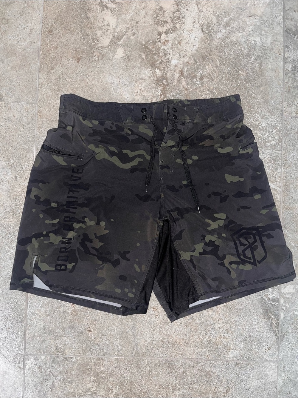 Born Primitive Men's Camo Training Shorts - Black & Olive